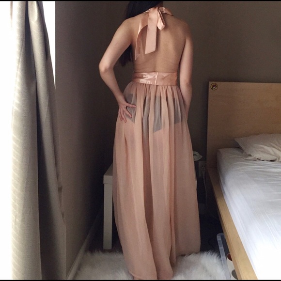 NWT Asos petal pink semi sheer halter maxi dress - Picture 3 of 6